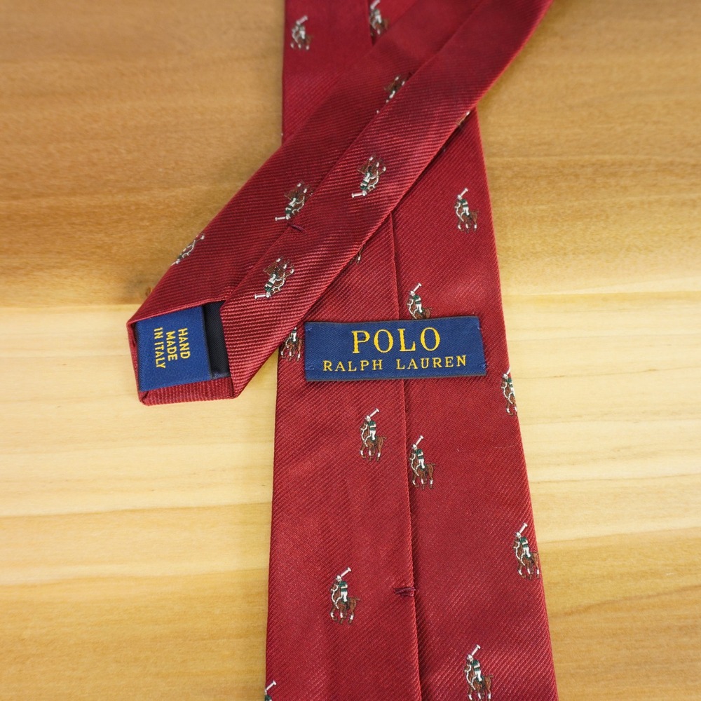 Polo Ralph Lauren Necktie Kids Red Silk Pony Logo Italian Made Classic Preppy - Picture 3 of 7